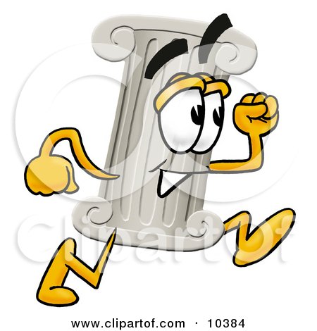 Clipart Picture of a Pillar Mascot Cartoon Character Running by Mascot Junction