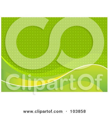 Royalty-Free (RF) Clipart Illustration of a Green Wave And Halftone Background by Pushkin