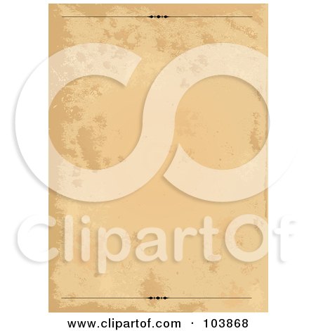 Royalty-Free (RF) Clipart Illustration of a Grungy Old Parchment Paper Background With Top And Bottom Rules by Pushkin