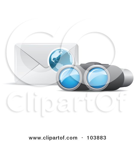 Royalty-Free (RF) Clipart Illustration of a Pair Of Binoculars By An Envelope by Qiun