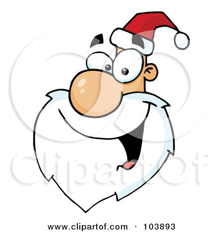 Royalty-Free (RF) Clipart Illustration of a Happy Cartoon Santa Head Facing Left by Hit Toon