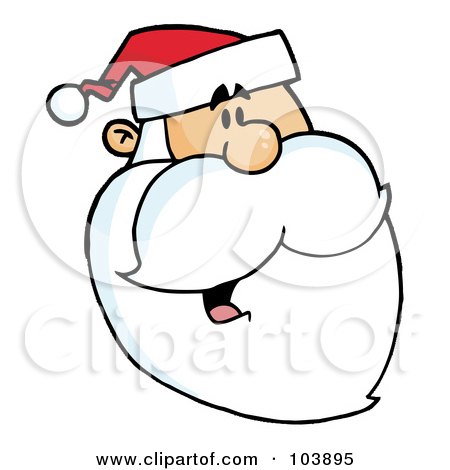 Royalty-Free (RF) Clipart Illustration of a Happy Cartoon Santa Head Facing Right by Hit Toon