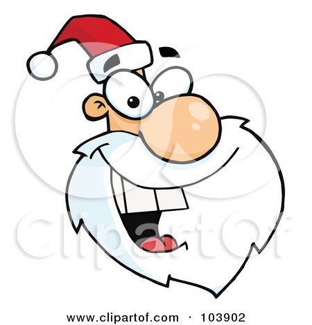Royalty-Free (RF) Clipart Illustration of a Santa Face Laughing, Facing Right by Hit Toon