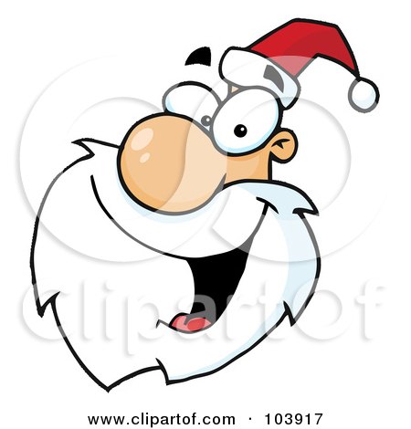 Royalty-Free (RF) Clipart Illustration of a Santa Face Laughing, Facing Left by Hit Toon