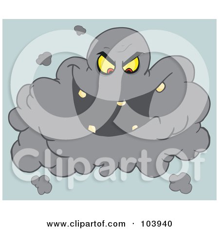 Royalty-Free (RF) Clipart Illustration of an Evil Black Volcanic Ash Cloud Laughing by Hit Toon