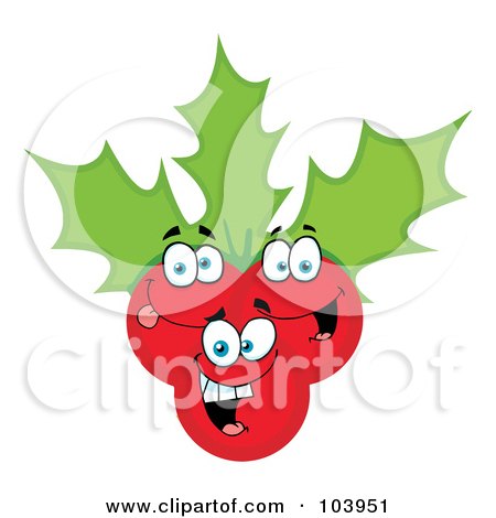 Royalty-Free (RF) Clipart Illustration of Happy Christmas Holly Berries And Leaves by Hit Toon