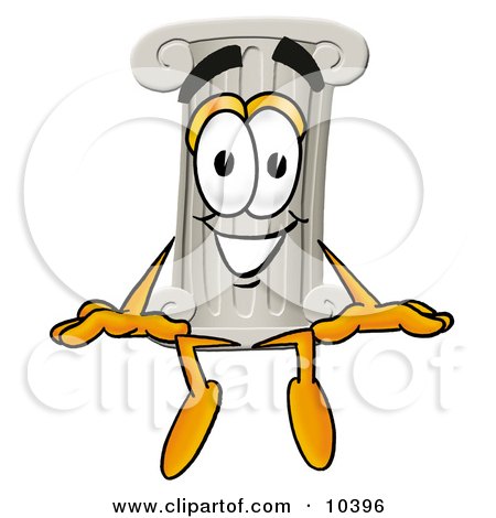 Clipart Picture of a Pillar Mascot Cartoon Character Sitting by Mascot Junction