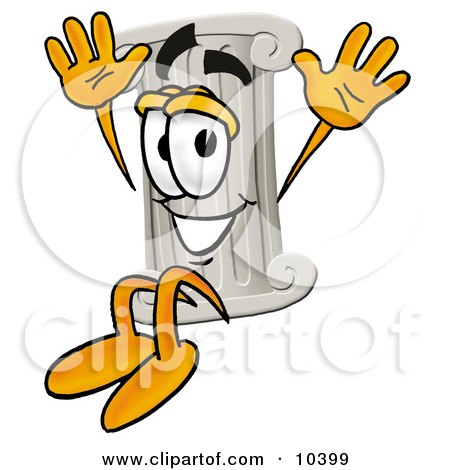 Clipart Picture of a Pillar Mascot Cartoon Character Jumping by Mascot Junction