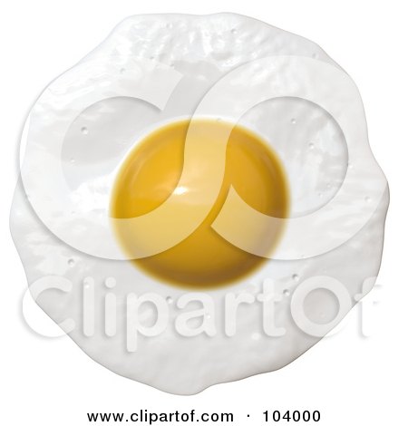 Royalty-Free (RF) Clipart Illustration of a 3d Fried Chicken Egg, Sunny Side Up by ShazamImages