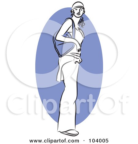 Royalty-Free (RF) Clipart Illustration of a Woman With a Shoulder Bag by Prawny