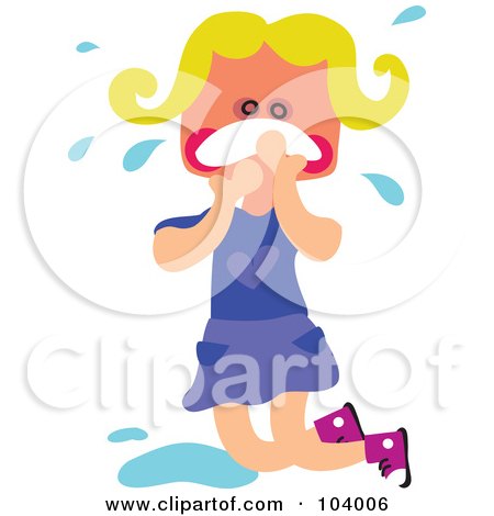 Royalty-Free (RF) Clipart Illustration of a Square Head Girl Crying by Prawny