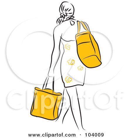 Royalty-Free (RF) Clipart Illustration of a Woman Walking Away With Shopping Bags by Prawny