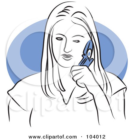 Royalty-Free (RF) Clipart Illustration of a Woman Talking on a Flip Phone by Prawny