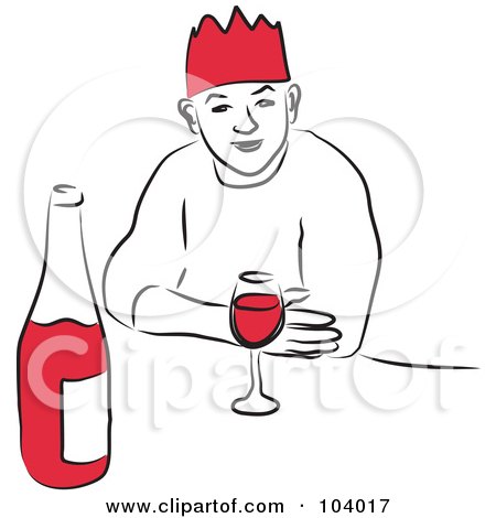 Royalty-Free (RF) Clipart Illustration of a Man With Red Wine by Prawny