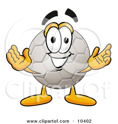 Clipart Picture of a Soccer Ball Mascot Cartoon Character With Welcoming Open Arms by Mascot Junction