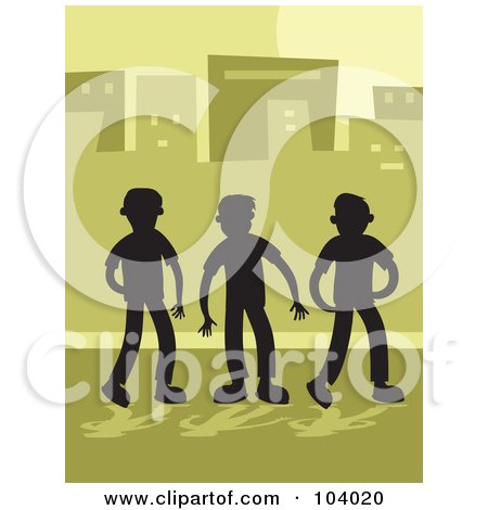 Royalty-Free (RF) Clipart Illustration of Silhouetted Boys In A City by Prawny