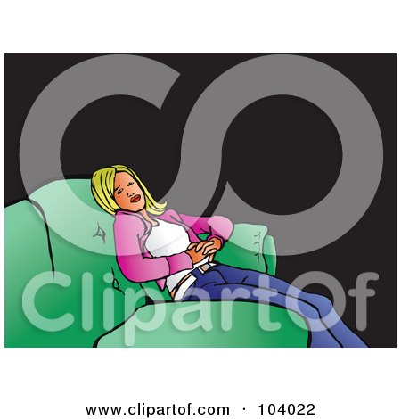 Royalty-Free (RF) Clipart Illustration of a Pop Art Styled Blond Woman On A Couch by Prawny