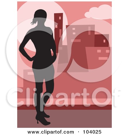 Royalty-Free (RF) Clipart Illustration of a Silhouetted Urban Woman by Prawny