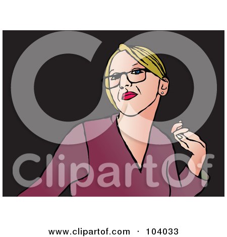 Royalty-Free (RF) Clipart Illustration of a Blond Pop Art Styled Woman In A Purple Shirt by Prawny