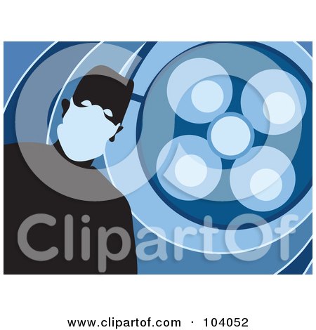 Royalty-Free (RF) Clipart Illustration of a Silhouetted Surgeon Over Blue by Prawny