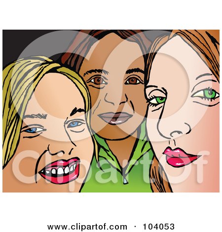 Royalty-Free (RF) Clipart Illustration of Three Young Girl Faces by Prawny