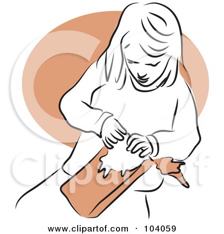 Royalty-Free (RF) Clipart Illustration of a Girl Opening A Present by Prawny