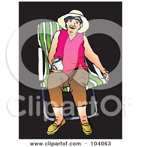 Royalty-Free (RF) Clipart Illustration of a Pop Art Styled Old Woman In A Chair by Prawny