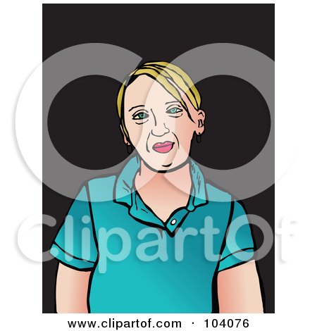 Royalty-Free (RF) Clipart Illustration of a Blond Pop Art Styled Woman In A Blue Shirt by Prawny