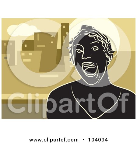 Royalty-Free (RF) Clipart Illustration of a Silhouetted Man Screaming by Prawny