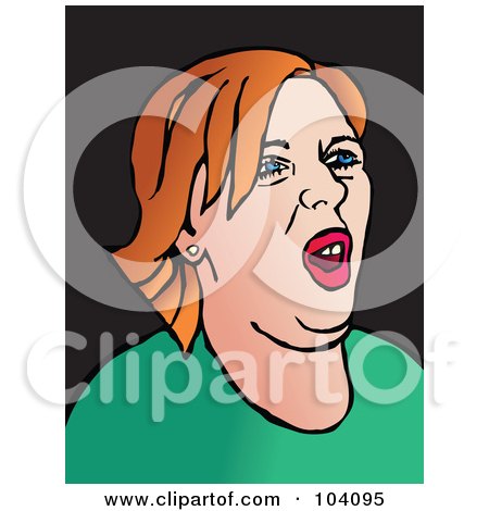 Royalty-Free (RF) Clipart Illustration of a Pop Art Styled Red Haired Woman With An Attitude by Prawny