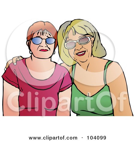 Royalty-Free (RF) Clipart Illustration of Two Pop Art Styled Women Wearing Shades by Prawny