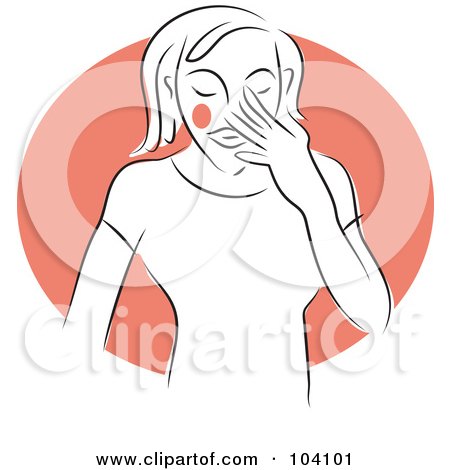 Royalty-Free (RF) Clipart Illustration of a Blushing Woman Touching Her Face by Prawny