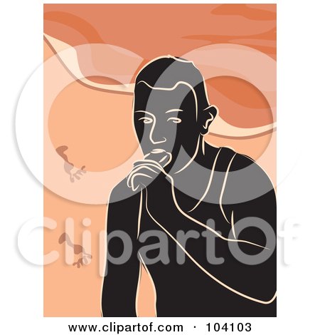 Royalty-Free (RF) Clipart Illustration of a Silhouetted Man Eating A Popsicle On A Beach by Prawny