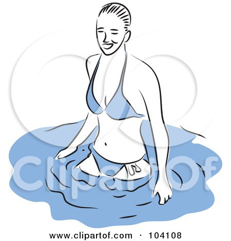 Royalty-Free (RF) Clipart Illustration of a Woman Wading In A Pool In A Bikini by Prawny