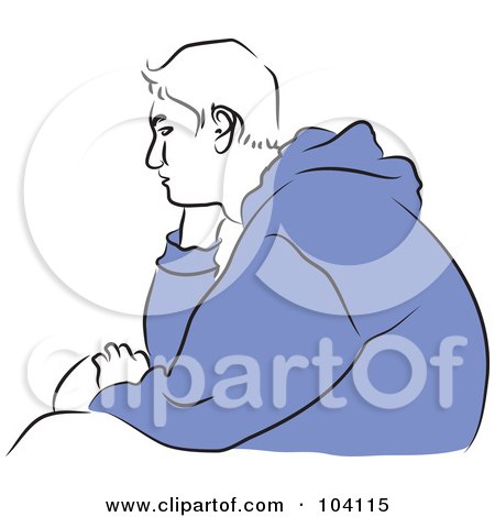 Royalty-Free (RF) Clipart Illustration of a Bored Teen Boy In A Blue Sweater by Prawny