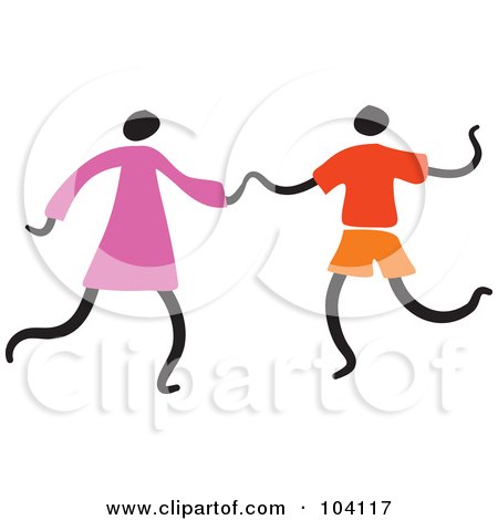 Royalty-Free (RF) Clipart Illustration of a Couple Dancing And Holding Hands by Prawny