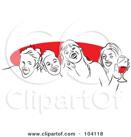 Royalty-Free (RF) Clipart Illustration of a Group Of Girlfriends Having Fun by Prawny