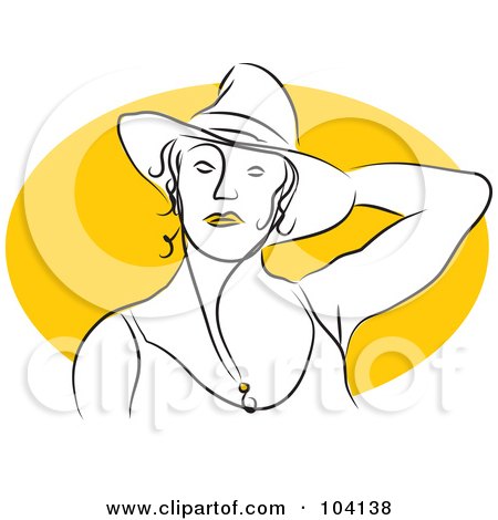 Royalty-Free (RF) Clipart Illustration of a Woman Adjusting Her Hat by Prawny