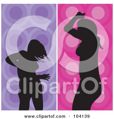 Royalty-Free (RF) Clipart Illustration of a Digital Collage Of Two Silhouetted Female Dancers by Prawny