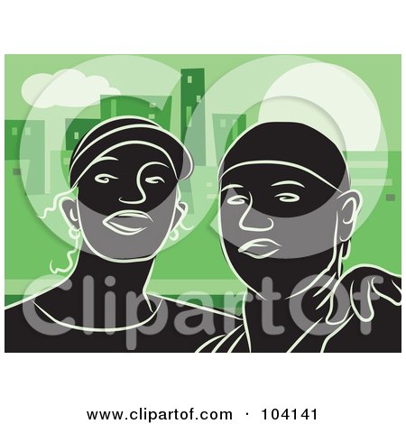 Royalty-Free (RF) Clipart Illustration of a Silhouetted Couple Over Green by Prawny