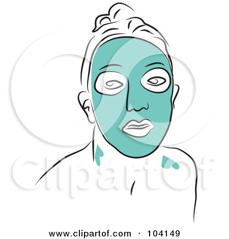 Royalty-Free (RF) Clipart Illustration of a Woman Wearing A Green Facial Mask by Prawny