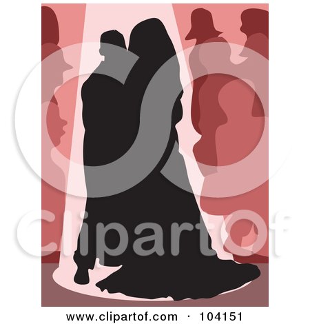 Royalty-Free (RF) Clipart Illustration of a Silhouetted Bride And Groom Dancing by Prawny