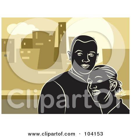 Royalty-Free (RF) Clipart Illustration of a Silhouetted Couple Over Brown by Prawny