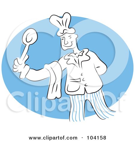 Royalty-Free (RF) Clipart Illustration of a Happy Chef Holding a Spoon by Prawny