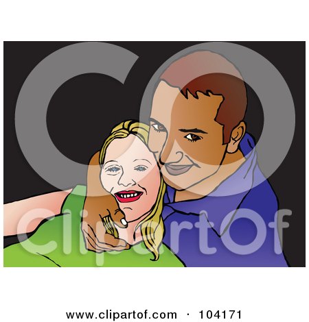 Royalty-Free (RF) Clipart Illustration of a Happy Couple Cuddling by Prawny