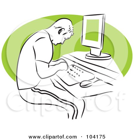 Royalty-Free (RF) Clipart Illustration of a Man Typing by Prawny