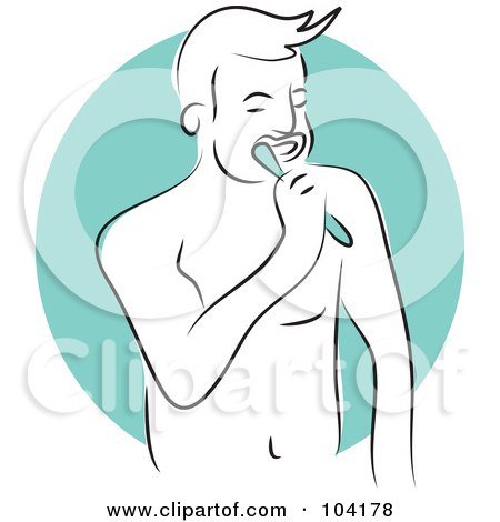Royalty-Free (RF) Clipart Illustration of a Man Brushing His Teeth by Prawny