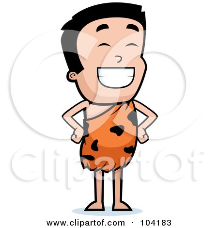 Royalty-Free (RF) Clipart Illustration of a Young Caveman Smiling by Cory Thoman