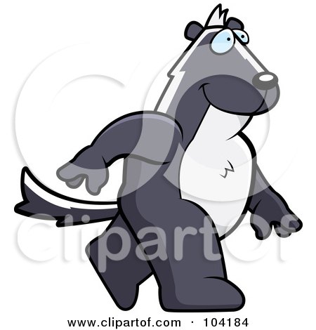 Royalty-Free (RF) Clipart Illustration of a Happy Walking Skunk by Cory Thoman