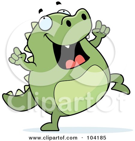 Royalty-Free (RF) Clipart Illustration of a Lizard Doing A Happy Dance by Cory Thoman